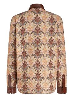 paisley-print shirt jacket from ETRO featuring auburn brown, multicolour, wool-silk blend, chevron stitching, paisley print, classic collar, front press-stud fastening, long sleeves, press-stud fastening cuffs and curved hem. Size Info IT Color Detail Beige Made In Italy Material Outer: Wool 70%, Silk 30% Lining: Cotton 100% Season One Fall-Winter Season Two Fall-Winter Product jackets Brand Etro Size And Fit This piece fits true to size. We recommend you get your regular sizeModel is 1,75m / 5f Brown Tops With Concealed Placket For Fall, Classic Paisley Print Tops For Fall, Brown Spread Collar Blouse For Fall, Classic Patterned Tops For Fall, Auburn Brown, Paisley Print Shirt, Trench Dress, Latest Fashion Design, Trench Jacket