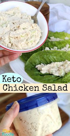 chicken salad with lettuce and mayonnaise in a bowl on a plate