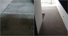 before and after pictures of a concrete floor