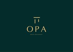 the word opa written in gold on a dark green background with an elegant font