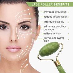 Jade Roller Benefits, Eye Swelling, Teknik Makeup, Face Massage Roller, Jade Face Roller, Facial Massage Roller, Lifting Facial, Face Roller, Jade Roller