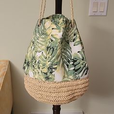 Love Of Fashion Tropical Tote Bag So Cute! Tropical Leaf Print Fabric Top With Woven Bottom - Has A Green Lining With One Pocket- Woven Handles Are Fastened With Grommets. Measurements In Pics. Perfect Additional To Your Summer Wardrobe! Or Give One As A Gift! This Listing Is For 1 Bag But I Do Have 2 Available. Green Pouch Bucket Bag For Beach, Green Pouch Bucket Bag For The Beach, Green Beach Bucket Bag Pouch, Tropical Everyday Bags For Summer, Tropical Everyday Summer Bag, Green Summer Bucket Bag, Baggu Duck Bag, Burberry Tote Bag, Plaid Tote Bag