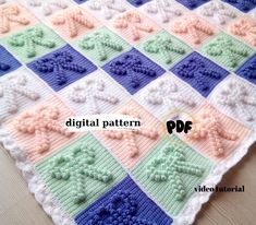 a crocheted blanket is shown with the words digital pattern on it