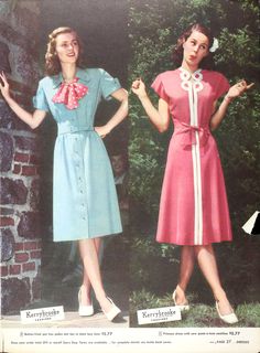 Kerrybrooke Fashions from the Mid 1940's Friends Pivot, Fashion 40s, Vintage Friends, Evolution Of Fashion, 1940s Dresses