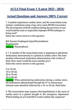 ACLS Final Exam 1 (Latest 2023 - 2024) Actual Questions and Answers 100% Correct Ascp Exam, Cen Exam, Afcat Exam Preparation, Cca Exam Prep, Acls Algorithm, Exam Help