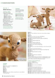 an image of a knitted deer and its baby in the same pattern, as well as instructions for how to crochet it