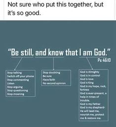 a diagram with the words be still and know that i am god