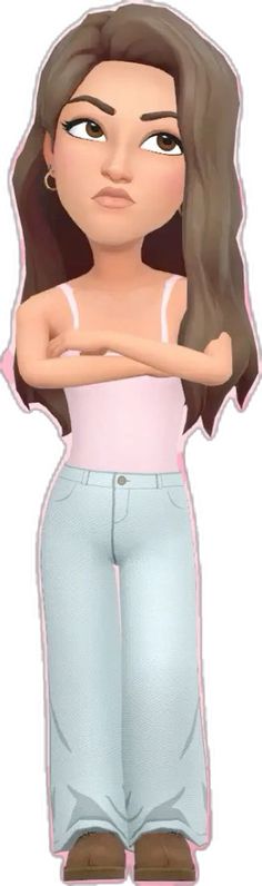 a cartoon girl with her arms crossed in front of her chest and hands folded out