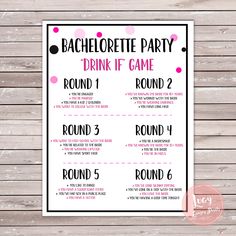 bachelor party game with pink and black dots