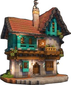 a very cute house made out of some sort of building with lots of windows and balconies