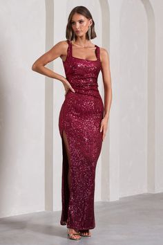 Glamorous Square Neck Dress For Gala, Square Neck Sequin Party Dress, Glamorous Gala Dress With Square Neck, Party Sequin Dress With Square Neck, Party Dress With Sequins And Square Neck, Elegant Square Neck Sequin Dress, Square Neck Evening Dress For Prom Season, Fitted Sequin Evening Dress With Straight Neckline, Fitted Evening Dress With Sequins And Straight Neckline