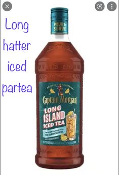 a bottle of captain morgan long island iced tea on a white background with the caption