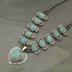 *NWT* Full Squash Blossom Natural Turquoise Necklace-7325300089  | eBay Silver And Turquoise Jewelry, Style Pearl Necklace, Handmade Turquoise Jewelry, Turquoise Stone Jewelry, Theme Nature, Silver Turquoise Jewelry, Turquoise Jewelry Native American, Southwest Jewelry, Natural Stones Necklace