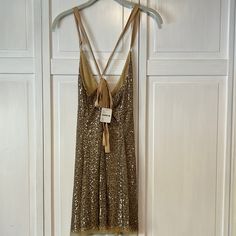 Beautiful Gold Sequin Dress From Free People. Size Xs New With Tags. Never Worn. Gold Backless Mini Dress For Spring, 70’s Dresses, Free People Sequin Dress, 60’s Style, Mini Tunic Dress, Black Lace Mini Dress, Beach Mini Dress, Free People Mini Dress, Gold Sequin Dress