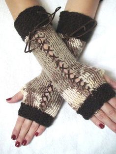 Fingerless Gloves Black, Crochet Mittens, Satin Ribbons, Gloves Black, White Corset, Wrist Warmers, Womens Gloves, Mode Vintage, Victorian Style