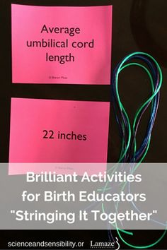 two pieces of pink paper with the words brilliant activities for birth teachers stringing it together