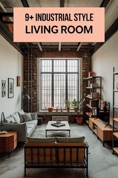 an industrial style living room is featured in this article