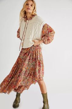 Feeling Groovy Maxi Dress | Free People Flowy Floral Maxi Dress, White Maxi Dress Boho, Feeling Groovy, Dresses Sundresses, White Maxi Dress, Floral Print Maxi Dress, Floral Print Maxi, White Maxi, Boho Maxi