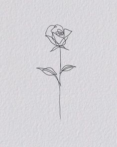 a drawing of a single rose on white paper