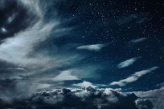 the night sky is full of stars and clouds