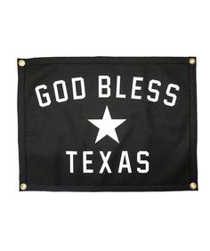 a black flag with white stars and the words god bless texas on it