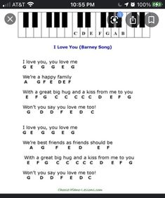 the piano keyboard with words and numbers on it, including i love you marry song