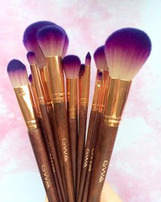 When your makeup brushes are this pretty though Cruelty Free too. Beautiful purple and rose gold brushes for your face, lips and eyes. #gwalondon #fairytalecollection http://www.girlswithattitude.co.uk/accessories.html Makeup 2024, Makeup Stuff, Beauty Blender, Cute Makeup, Makeup Brush Set