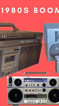 an old radio and boom box are shown in this collage with the words, 1960's boombox