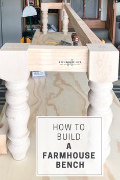 how to build a farm house bench with wood and plywood workbench in the background