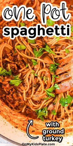 one pot spaghetti with ground turkey and parsley