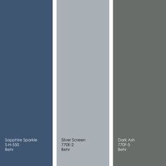 three shades of blue and gray with the same color scheme in each one, from left to right