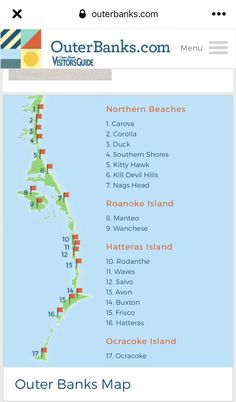 the outer banks map is displayed on an iphone screen, with other information about where bank branches are located