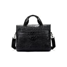 #Color_Black Elegant Faux Leather Bags For Formal Occasions, Elegant Formal Faux Leather Bags, Business Leather Shoulder Bag With Crocodile Pattern, Leather Shoulder Bag With Crocodile Pattern For Business, Leather Bag With Crocodile Pattern For Formal Occasions, Leather Bags With Crocodile Pattern For Formal Events, Formal Leather Bags With Crocodile Pattern, Elegant Office Satchel In Faux Leather, Classic Crocodile Pattern Satchel