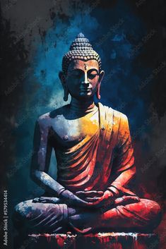 a painting of a buddha sitting in the lotus position