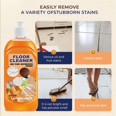 a bottle of floor cleaner with instructions on how to clean it and how to use it