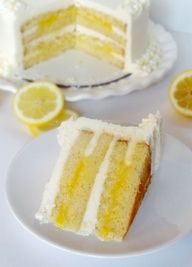 a slice of lemon cake on a plate