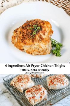 four ingredient air fryer chicken thighs on a white plate