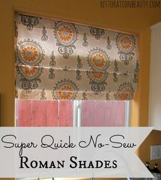 the roman shades in this kitchen are super quick no - sew