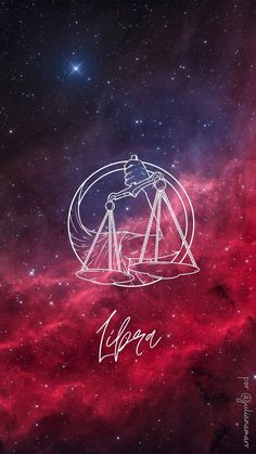 an image of the zodiac sign libra in front of a red and blue background