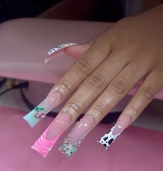 Acrylic Toe Nails, Long Acrylic Nail Designs, Duck Nails, Hard Nails, Colored Acrylic Nails, Girly Acrylic Nails, French Tip Acrylic Nails, Dope Nail Designs, Short Square Acrylic Nails