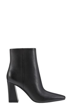 Boasting a clean-lined, sleek silhouette with a modern square toe and tapered block heel, this versatile leather bootie is a go-to cool-weather look. 3 1/2" heel(size 8.5) 4 3/4" shaft Leather upper/synthetic lining and sole Imported Sleek High-heeled Boots With Stacked Heel, Modern Boots With Block Heel And Reinforced Heel, Modern Boots With Reinforced Block Heel, Sleek Boots With Padded Block Heel, Sleek Block Heel Boots With Padded Heel, Sleek Ankle-high Boots With Padded Heel, Business Boots With Reinforced Heel And Block Heel, Sleek Ankle Boots With Reinforced Heel, Modern Ankle Heeled Boots With Branded Heel Counter