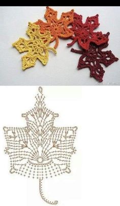 three different types of crocheted snowflakes are shown in the same image