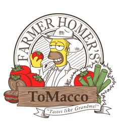 the logo for farmer homer's tomato and lettuce farm is shown in this image