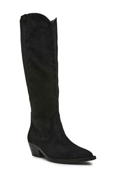 A pointed toe and chunky block heel defines the western-inspired silhouette of a knee-high boot. 1 3/4" heel 16" shaft height Side zip closure Synthetic upper, lining and sole Imported Western Block Heel Knee-high Boots For Fall, Western Knee-high Boots With Stacked Heel, Western Wide Calf Knee-high Boots With Stacked Heel, Knee-high Boots With Stacked Heel And Snip Toe, Western Style Knee-high Boots For Work, Western Style Fitted Knee-high Boots For Work, Casual Wide Calf Knee-high Boots With Snip Toe, Casual Knee-high Boots With Stacked Heel And Pointed Toe, Chunky Block Heels