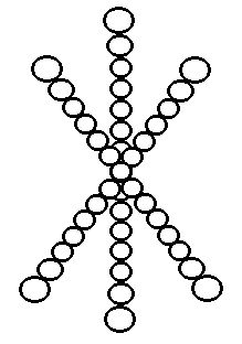 the cross is made up of circles in black and white, with one line drawn across it