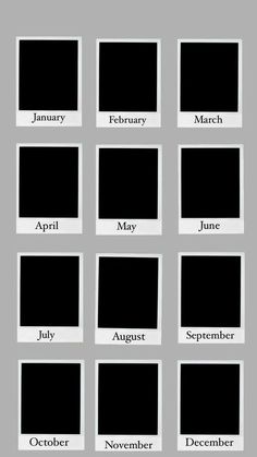 the months in black and white are shown