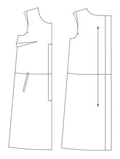 the front and back views of a sewing pattern for a women's dress, with measurements