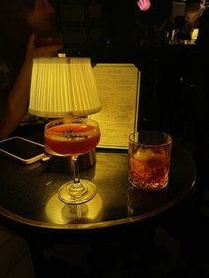 dark lit photo of two drinks on a bar table Lighting Restaurant, Piano Bar, Retro Photography