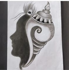 a drawing of a woman's head with a candle in it