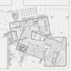 an architectural drawing shows the floor plan for a building with multiple floors and two levels